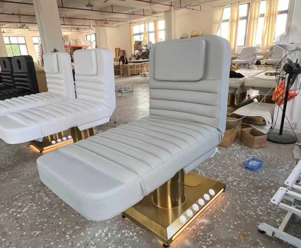 Luxury Electric Beauty & Spa Treatment Chair — Gold Base with LED