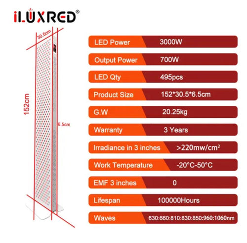 iLUXRED Full-Body Red Light Therapy panel